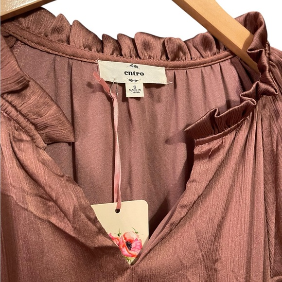 Entro Silk Mauve Ruffle Mini Dress - Picture 3 of 3